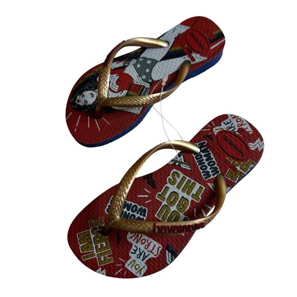 Havaianas Kids Wonder Woman Flip Flops Sandals Super Hero Character Girls 10C - Picture 1 of 5